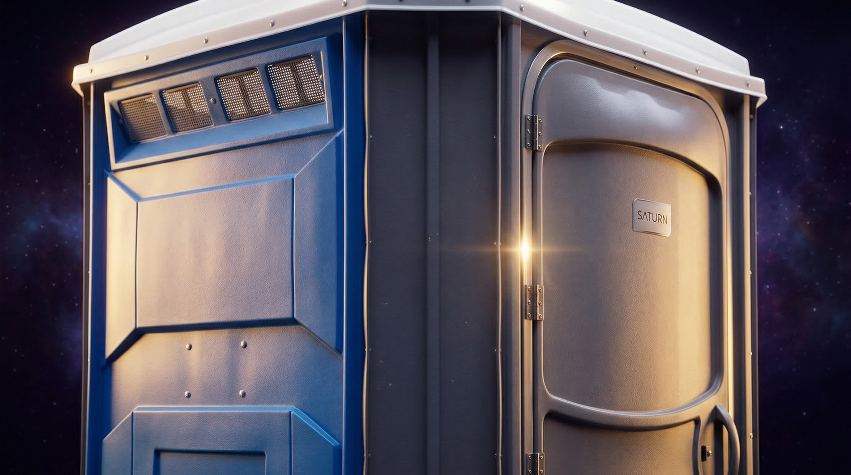 Saturn Hire portable toilet dramatic close-up